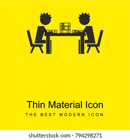 Students reading sitting in a library bright yellow material minimal icon or logo design