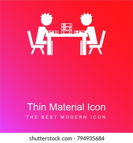 Students reading sitting in a library red and pink gradient material white icon minimal design