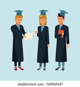 Students in robe cartoon