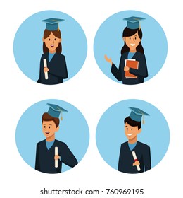 Students in robe cartoon