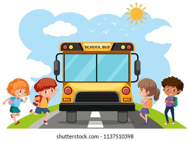 Students School Bus Illustration Stock Vector (Royalty Free) 1137510398 ...