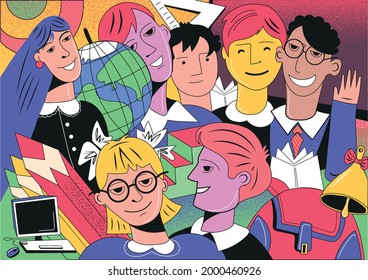 los estudiantes de la escuela son graciosas chicas inteligentes