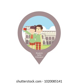 Students Selfie Colosseum Pin Map