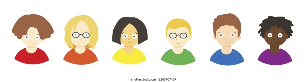 Students set icon. Vector illustrations in cartoon flat style isolated on white background.