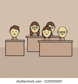 students are sitting in class following the lesson
