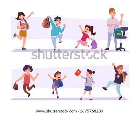 Students. Smart education characters in back to school illustrations exact vector template of learning people
