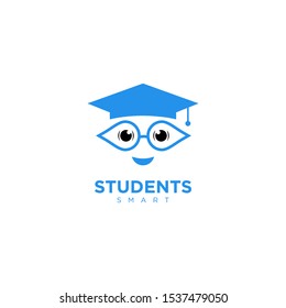 students smart logo with graduation cap / eyeglasses / logo templates