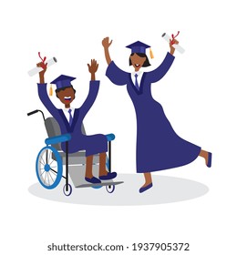 Students with special needs. Vector illustration.