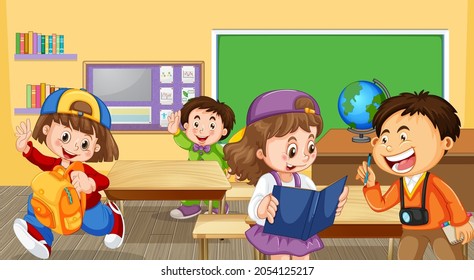 Studierende verbringen während der Pausenzeit in der Klassenillustration