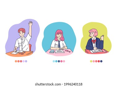 Students study in school uniform, focusing on studying