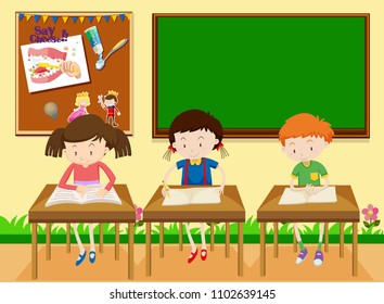 Students Studying in Classroom illustration
