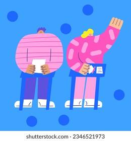 Students studying in classroom. Students life in university, college. Vector cute doodle concept illustration showing students activities, reading, learning, doing study process. 