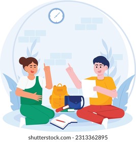 Students Are Studying Groups Illustration