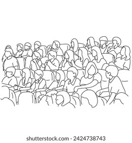students studying in learning slope room illustration vector hand drawn isolated on white background