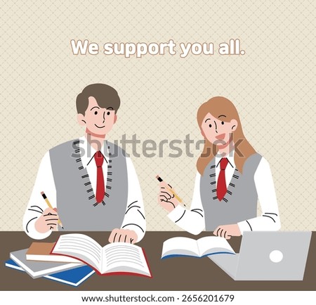 Students studying with their books open
