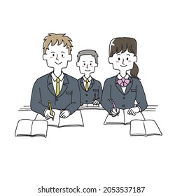 Students studying together in the 
