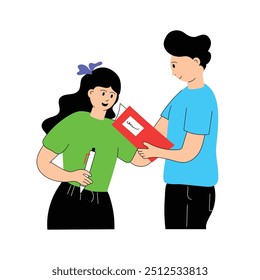 Students studying together, group study illustration