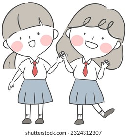 Students in summer school uniforms