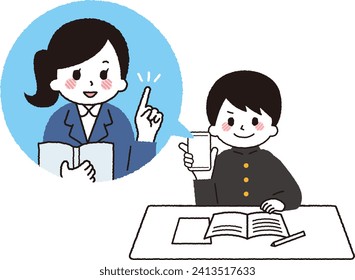 Students taking remote classes on smartphones. A boy studying in an online class.