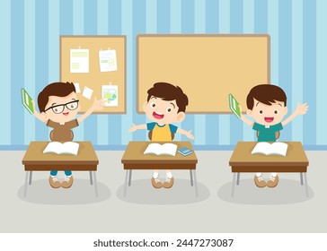 students and teacher in classroom children learning education concept