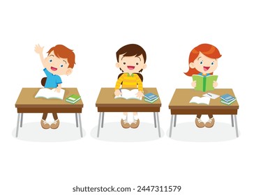 students and teacher in classroom children learning education concept