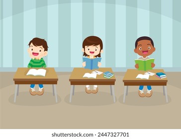 students and teacher in classroom children learning education concept