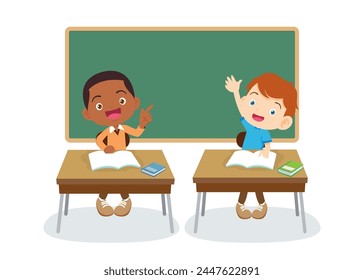 estudiantes y docentes en el aula de niños aprendiendo el concepto de educación