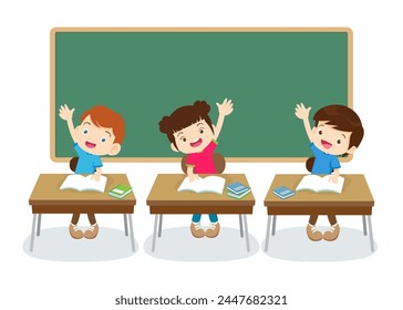 students and teacher in classroom children learning education concept