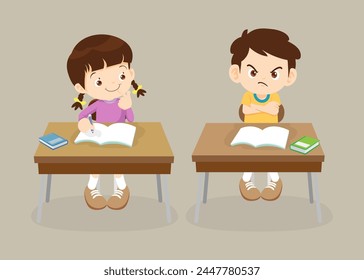students and teacher in classroom children learning education concept