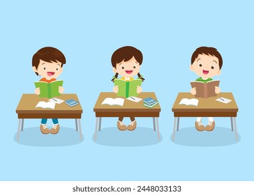 students and teacher in classroom children learning education concept