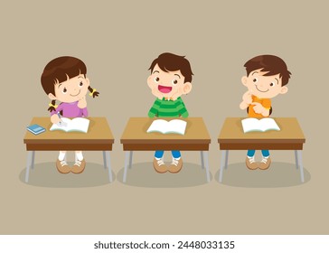 students and teacher in classroom children learning education concept