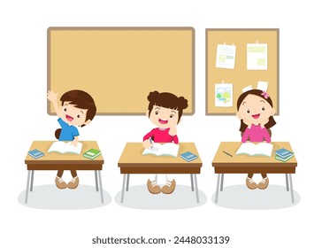 students and teacher in classroom children learning education concept