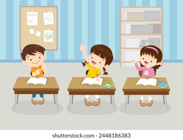 students and teacher in classroom children learning education concept