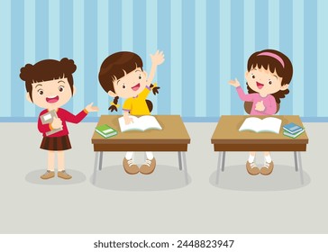 estudiantes y docentes en el aula de niños aprendiendo el concepto de educación