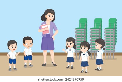 students and teacher meet room