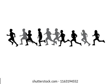 Group Children Silhouettes Running Stock Vector (Royalty Free ...