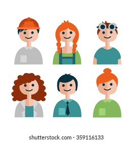 Students of technical university. Flat style vector colorful caracters. Perfect for presentation and motion graphic.