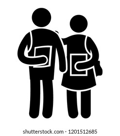 Students with their backpacks and books is icon for classmates
