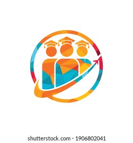 Plantilla de logotipo vectorial de los estudiantes. Concepto de logotipo de educación y viajes.	