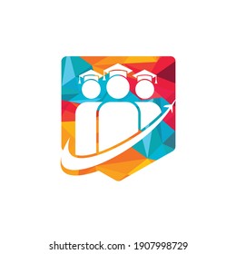 Students traveler vector logo template. Education and travel logo concept.	