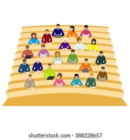 Students in university classroom. College Lecture Hall.
Students taking notes in an amphitheater.