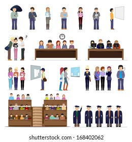 Students University Different Situations Isolated On Stock Vector ...