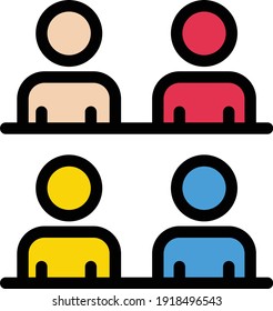 students vector color line icon