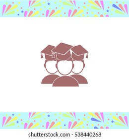 Students vector icon on white background. Isolated illustration. Business picture.