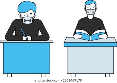 Students wear masks in class.