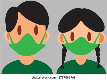 students wearing green masks protect from virus 