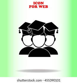 Students web icon. Black illustration on white background