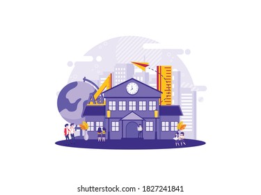 students who attend school to learn. Vector illustration