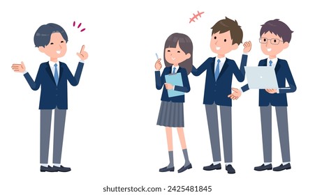 Students who were happy with the proposal. Vector art that is easy to edit.