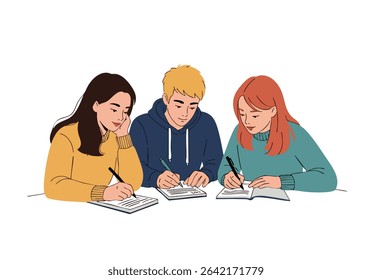 Students working together on school assignment homework